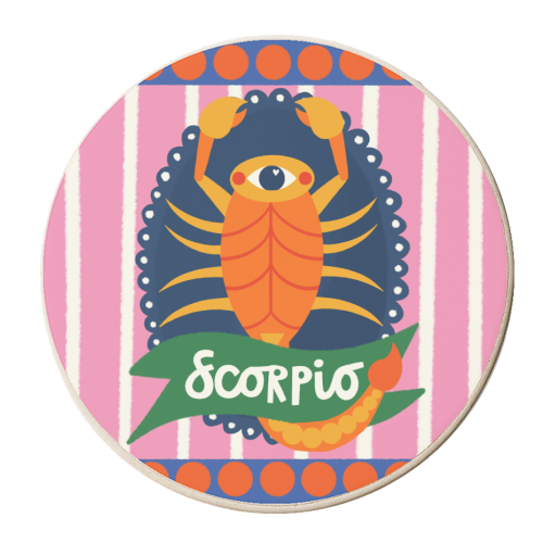 Scorpio Star Sign Design - personalised beer coaster by AbiGoLucky