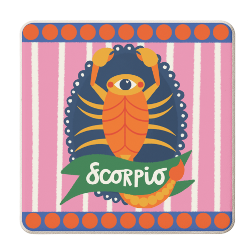 Scorpio Star Sign Design - personalised beer coaster by AbiGoLucky