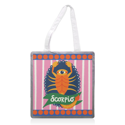 Scorpio Star Sign Design - printed canvas tote bag by AbiGoLucky