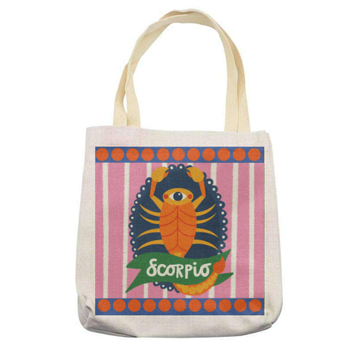 Scorpio Star Sign Design - printed canvas tote bag by AbiGoLucky