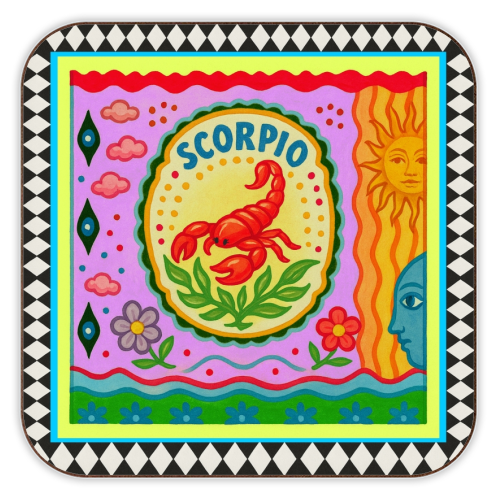 Scorpio star sign - personalised beer coaster by Wallace Elizabeth