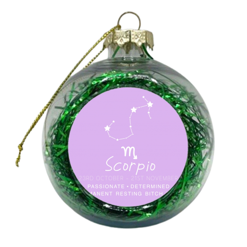 Scorpio traits print - xmas bauble by The Girl Next Draw