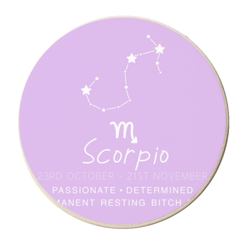 Scorpio traits print - personalised beer coaster by The Girl Next Draw