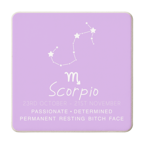 Scorpio traits print - personalised beer coaster by The Girl Next Draw