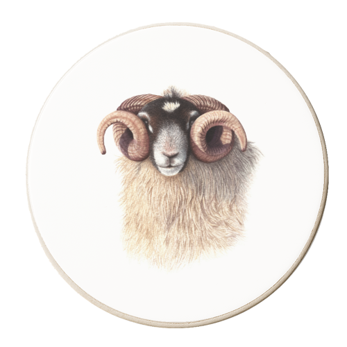 Scottish Blackface Sheep - personalised beer coaster by She Walks She Paints