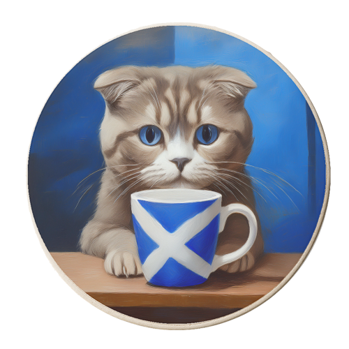 Scottish Fold Cat - personalised beer coaster by AP