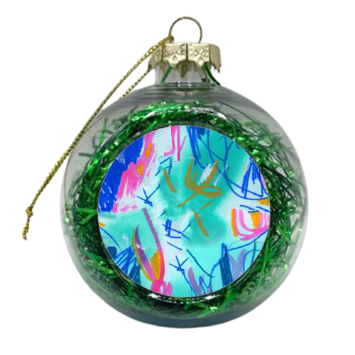 Scribble Aqua - xmas bauble by Paige Cavill