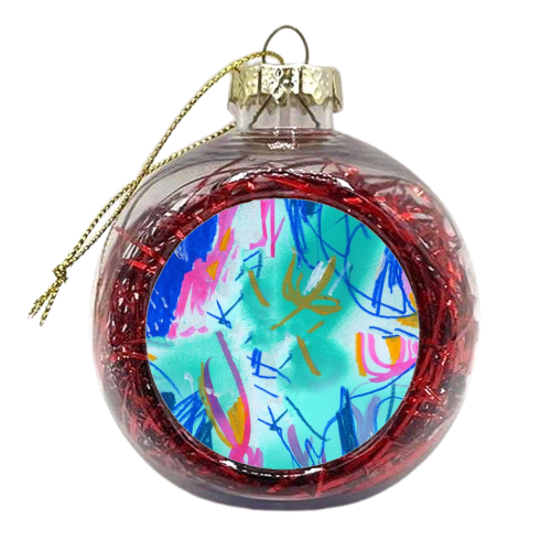 Scribble Aqua - xmas bauble by Paige Cavill