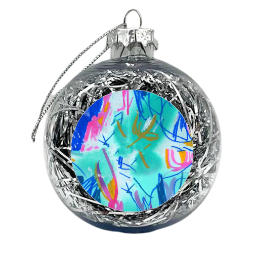 Scribble Aqua - xmas bauble by Paige Cavill