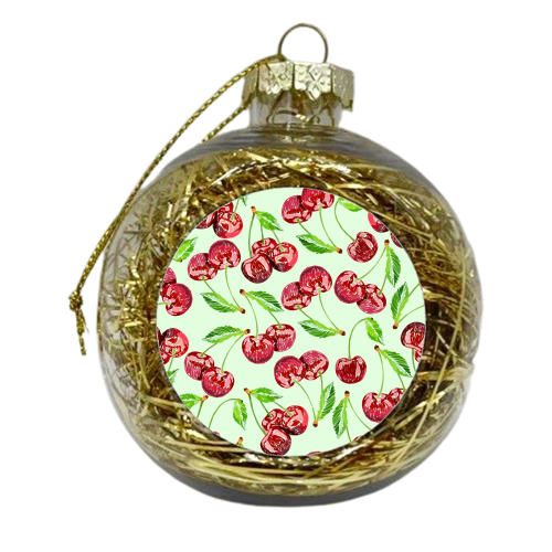 Scribble Cherries - Mint - xmas bauble by Sydney Jo Designs