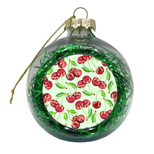 Scribble Cherries - Mint - xmas bauble by Sydney Jo Designs