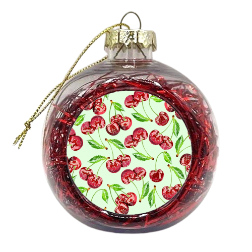 Scribble Cherries - Mint - xmas bauble by Sydney Jo Designs