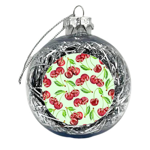 Scribble Cherries - Mint - xmas bauble by Sydney Jo Designs