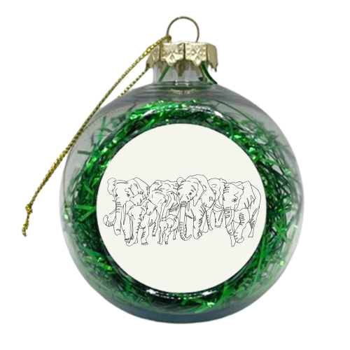 Scribble Elephant Family - xmas bauble by minniemorris art