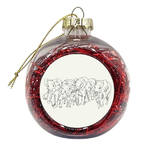 Scribble Elephant Family - xmas bauble by minniemorris art