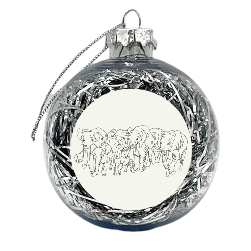 Scribble Elephant Family - xmas bauble by minniemorris art