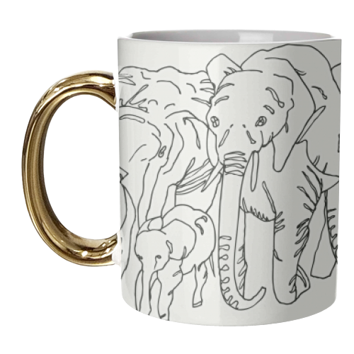 Scribble Elephant Family - unique mug by minniemorris art