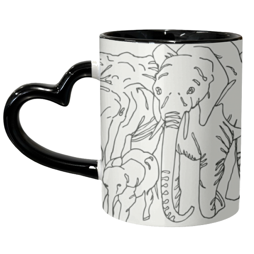 Scribble Elephant Family - unique mug by minniemorris art