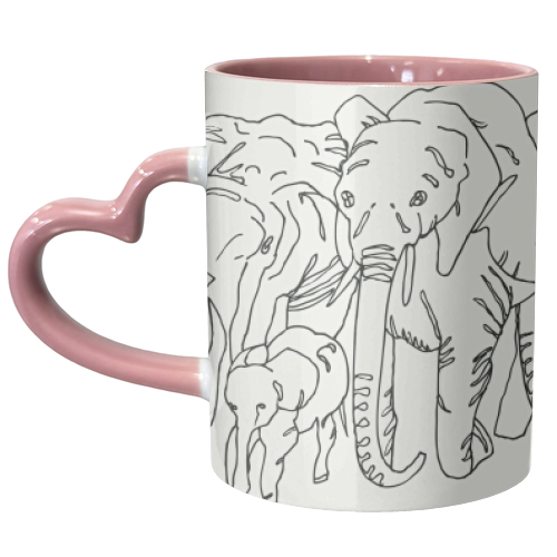 Scribble Elephant Family - unique mug by minniemorris art