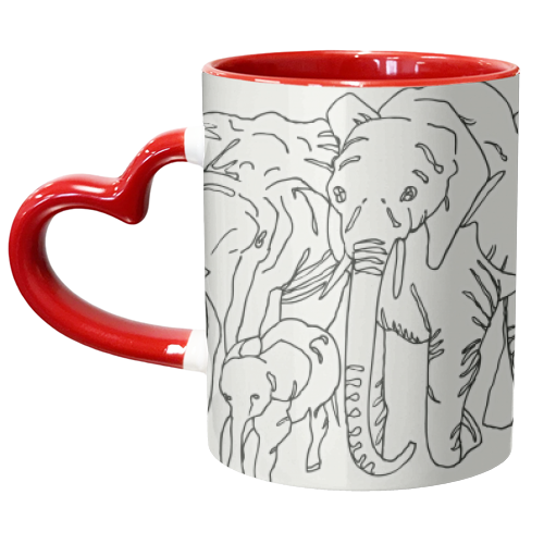 Scribble Elephant Family - unique mug by minniemorris art