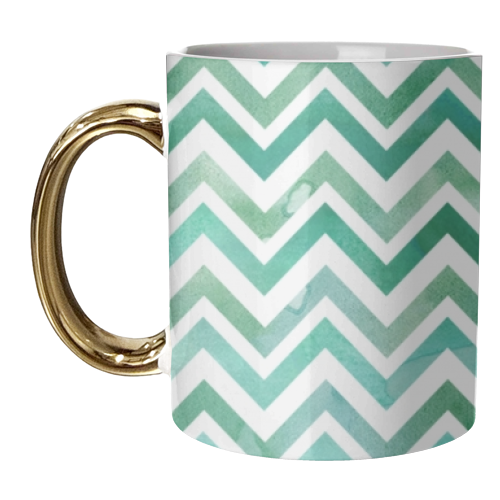 Sea Chevron - unique mug by Natasha Troy