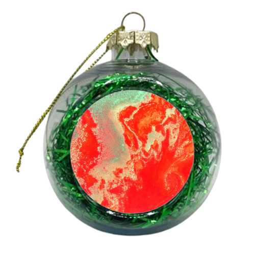 Sea Green + Coral - xmas bauble by Uma Prabhakar Gokhale