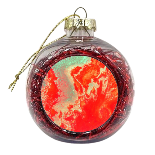 Sea Green + Coral - xmas bauble by Uma Prabhakar Gokhale
