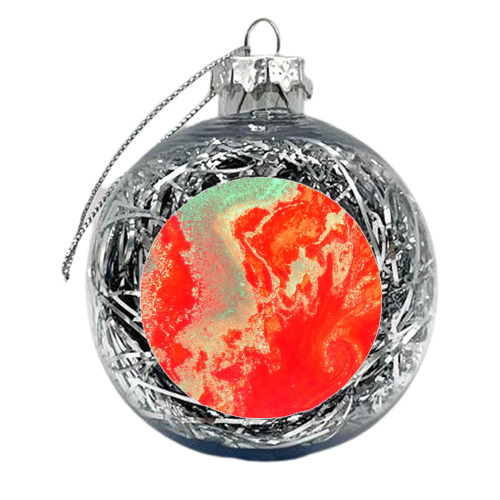 Sea Green + Coral - xmas bauble by Uma Prabhakar Gokhale