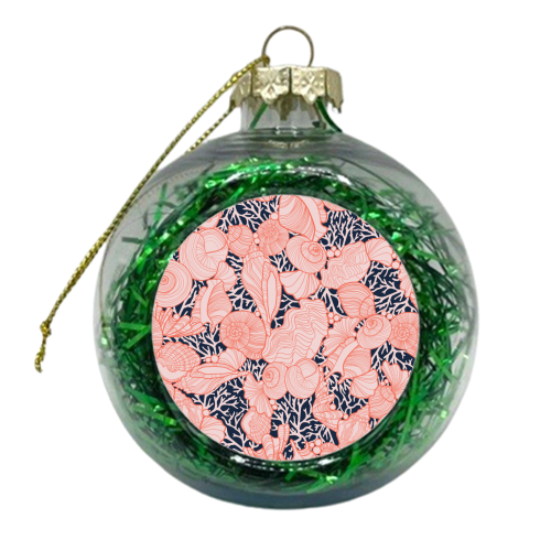 Sea Life Shell and Coral Pattern - xmas bauble by Dizzywonders