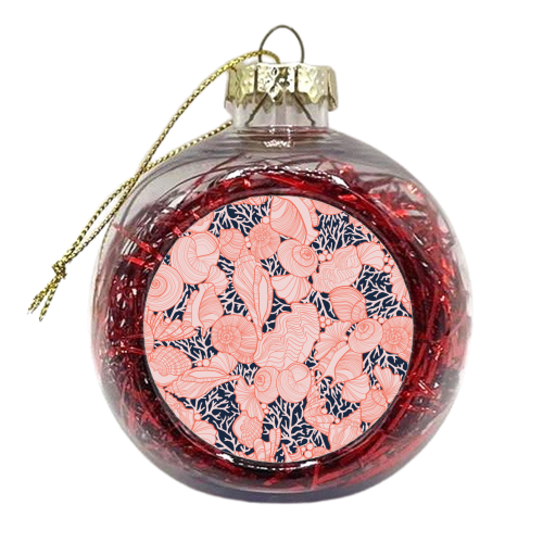 Sea Life Shell and Coral Pattern - xmas bauble by Dizzywonders