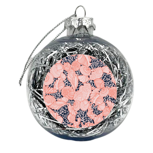 Sea Life Shell and Coral Pattern - xmas bauble by Dizzywonders