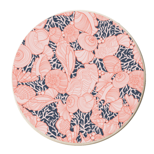 Sea Life Shell and Coral Pattern - personalised beer coaster by Dizzywonders