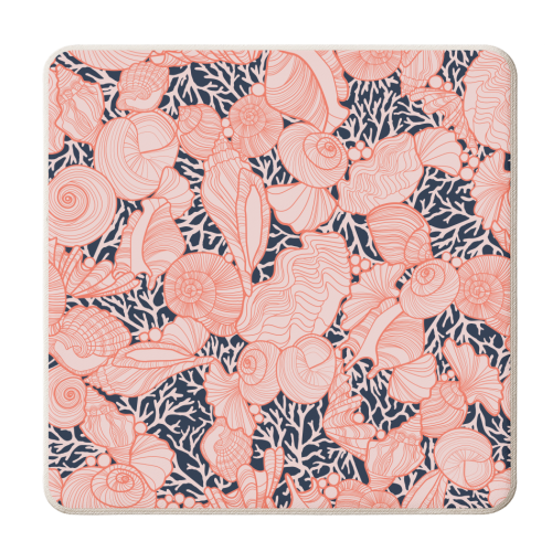 Sea Life Shell and Coral Pattern - personalised beer coaster by Dizzywonders