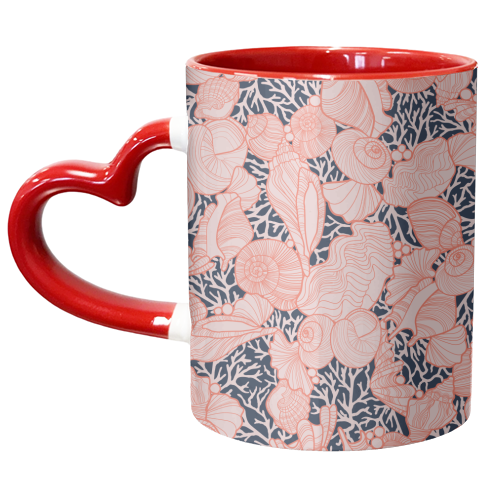 Sea Life Shell and Coral Pattern - unique mug by Dizzywonders