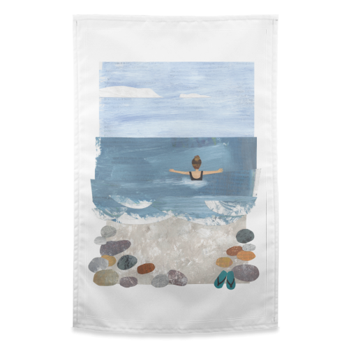 Sea Swimmer - funny tea towel by Christina Carpenter