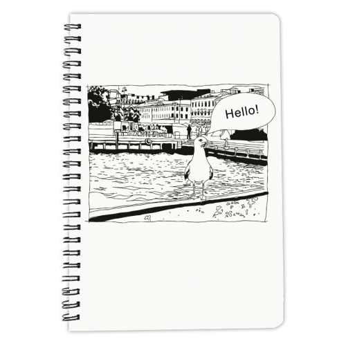 Seagull Hello! - personalised A4, A5, A6 notebook by Aleshka K