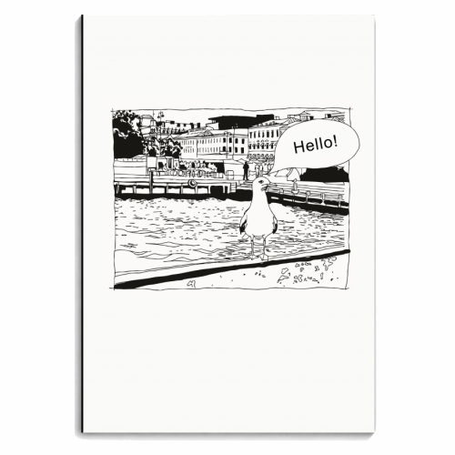 Seagull Hello! - personalised A4, A5, A6 notebook by Aleshka K