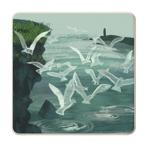 SeaGulls - personalised beer coaster by Louise Hubbard