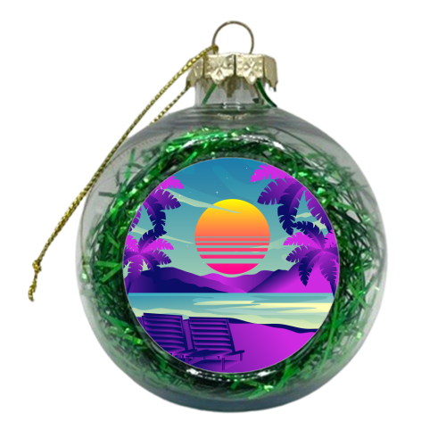 seaside relaxing sunset synthwave - xmas bauble by AbstraHaus by EZbie