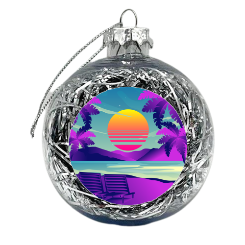 seaside relaxing sunset synthwave - xmas bauble by AbstraHaus by EZbie