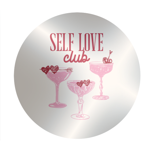 Self Love Club Heart Cocktail Illustration - Circle Sticker by EZbie
