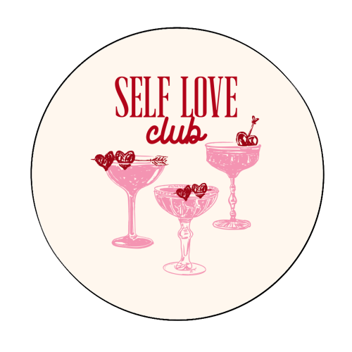 Self Love Club Heart Cocktail Illustration - Circle Sticker by EZbie