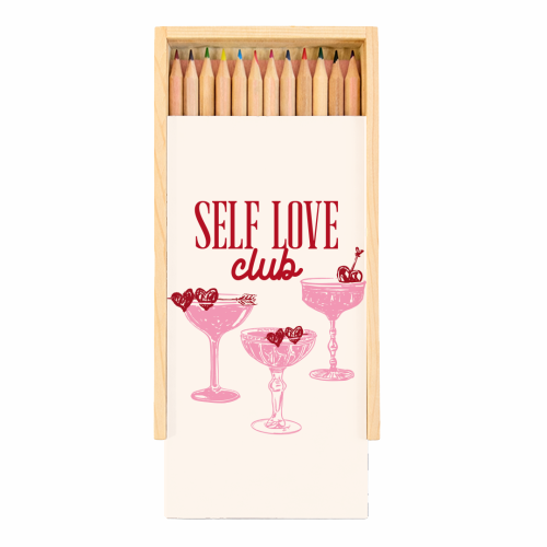 Self Love Club Heart Cocktail Illustration - Coloured Pencils with Box by EZbie