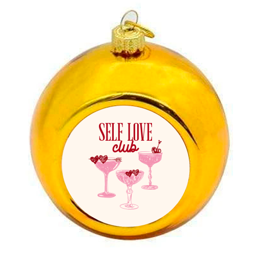 Self Love Club Heart Cocktail Illustration - colourful christmas bauble by EZbie