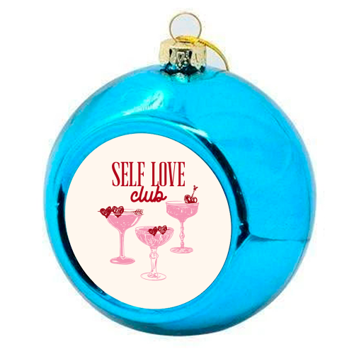 Self Love Club Heart Cocktail Illustration - colourful christmas bauble by EZbie