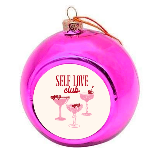 Self Love Club Heart Cocktail Illustration - colourful christmas bauble by EZbie