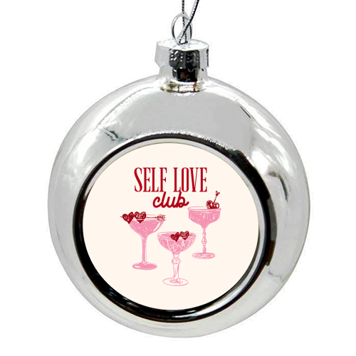 Self Love Club Heart Cocktail Illustration - colourful christmas bauble by EZbie
