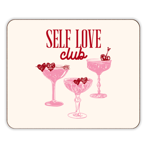 Self Love Club Heart Cocktail Illustration - designer placemat by EZbie