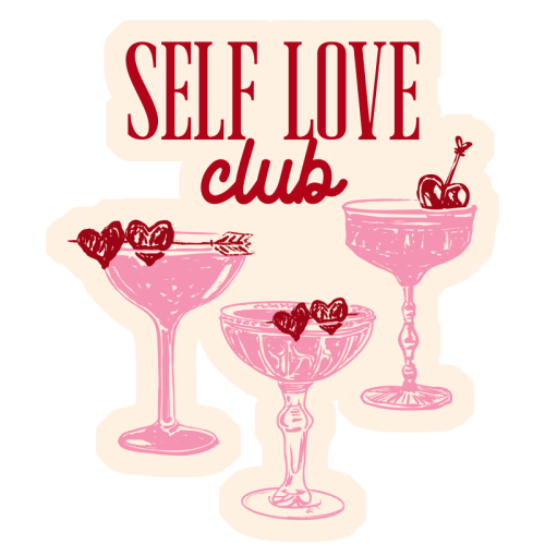 Self Love Club Heart Cocktail Illustration - Die Cut Sticker by EZbie