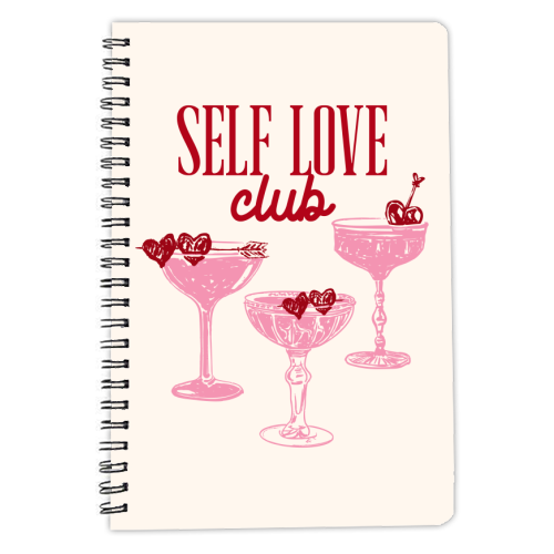 Self Love Club Heart Cocktail Illustration - personalised A4, A5, A6 notebook by EZbie